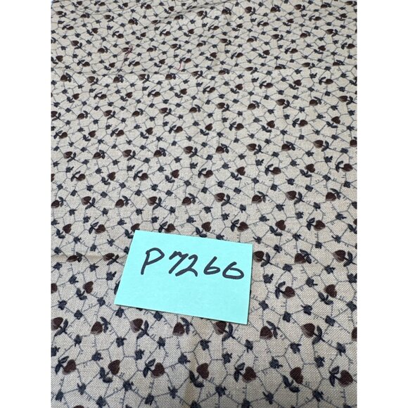 Vintage Beige Cotton Fabric with Small Brown & Black Floral Pattern 17" x 18" Qu - Picture 5 of 5